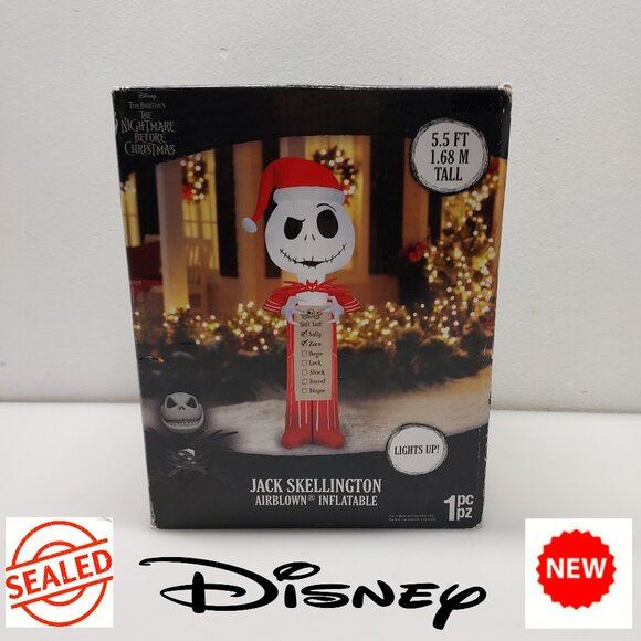 JACK SKELLINGTON TIM BURTON NIGHTMARE BEFORE CHRISTMAS 5.5 FT INFLATABLE SANTA - Picture 1 of 8